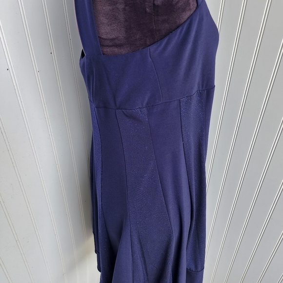 R&M Richards Navy Blue Spark Stretch Knee Length Sleeveless Dress Sz 8P - Picture 4 of 13